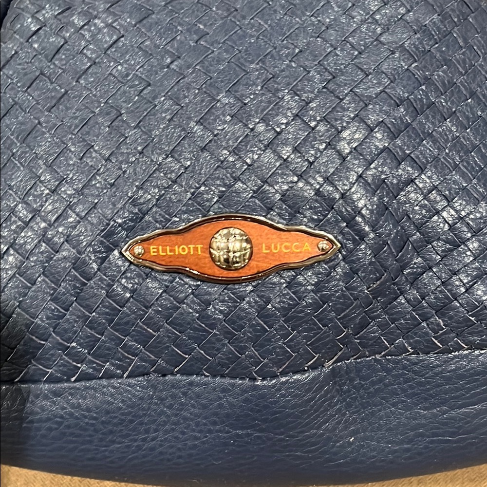 Elliott Lucca Navy Woven Leather Bag